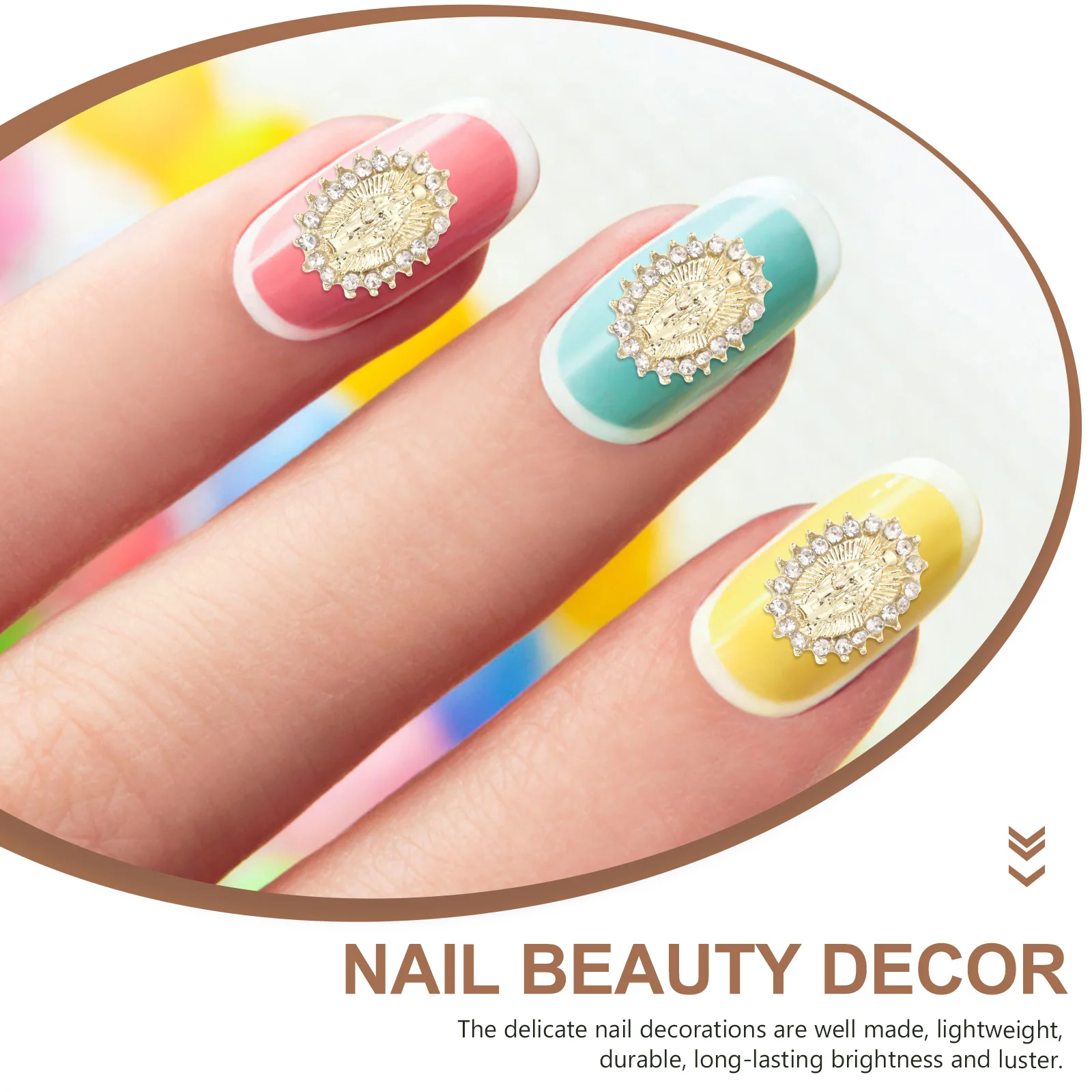 

20pcs Nail Diamond Jewelry Decorations Acrylic Nails Gems Charms Golden Religious Nail Art Supplies Summer Vacation Elegant
