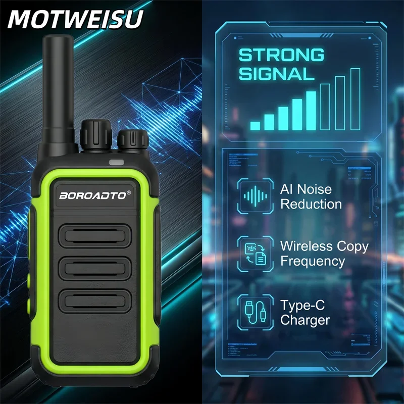 Rechargeable Portable UHF Long Range Walkie Talkie Set Emergency Communication Transceiver for Outdoor Use - New Bestseller