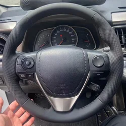 Genuine Leather Car Steering wheel Cover For Toyota E'Z RAV4 Corolla iM Scion Auris Handle Cover Interior Car Accessories