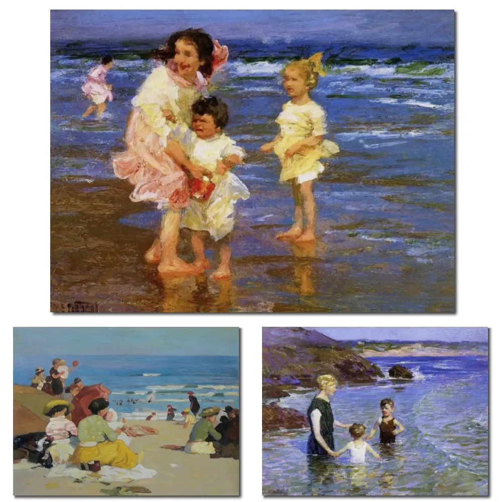 زيت انطباعي للأقدام الباردة من Seascape على القماش من إدوارد هنري بوثاست، تحفة مرسومة يدويًا لديكور المكتبة