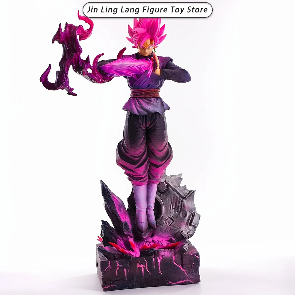 new-jt-studio-fxw-peach-pink-black-rose-goku-dragon-ball-z-statue-38cm-combat-stance-summon-high-detail-pvc-figures-toys