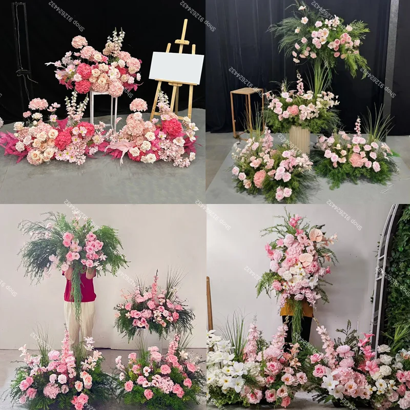 

Новая розовая серия, свадебное украшение для фона, цветочная композиция, центральные элементы стола, подвесной цветочный диван, реквизит для вечеринки
