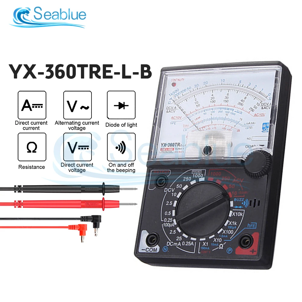 YX-360TRE-L-B Needle Type Universal Meter Pointer Display Electrical Multimeters Voltage Current Resistance Tester Pen AC DC