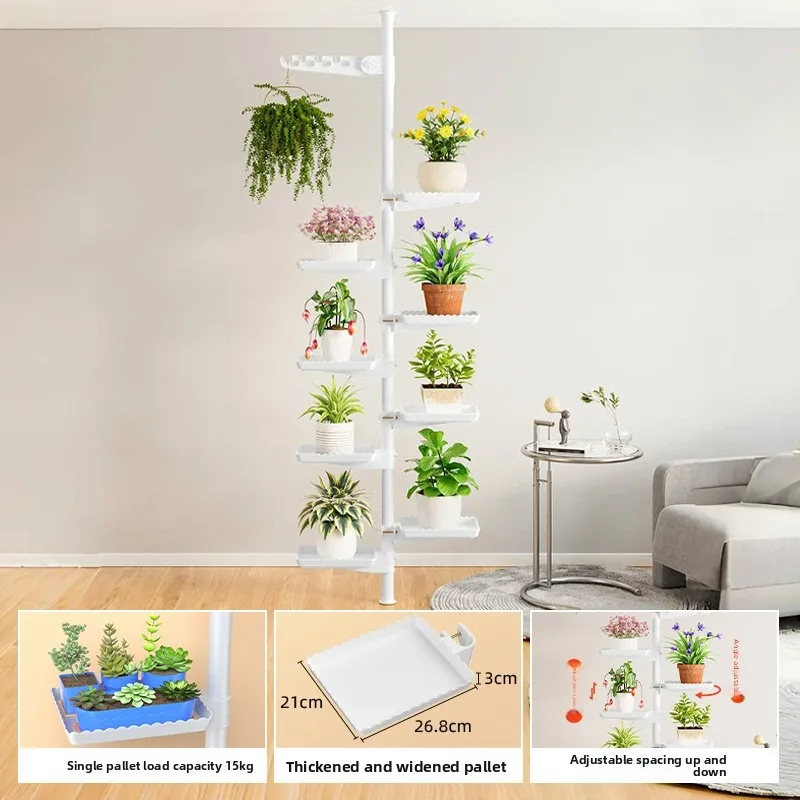 Adjustable Height Iron Multi-Tier Plant Stand for Balcony Living Room Flower Shelves Standing Plant Rack with Multiple Layers