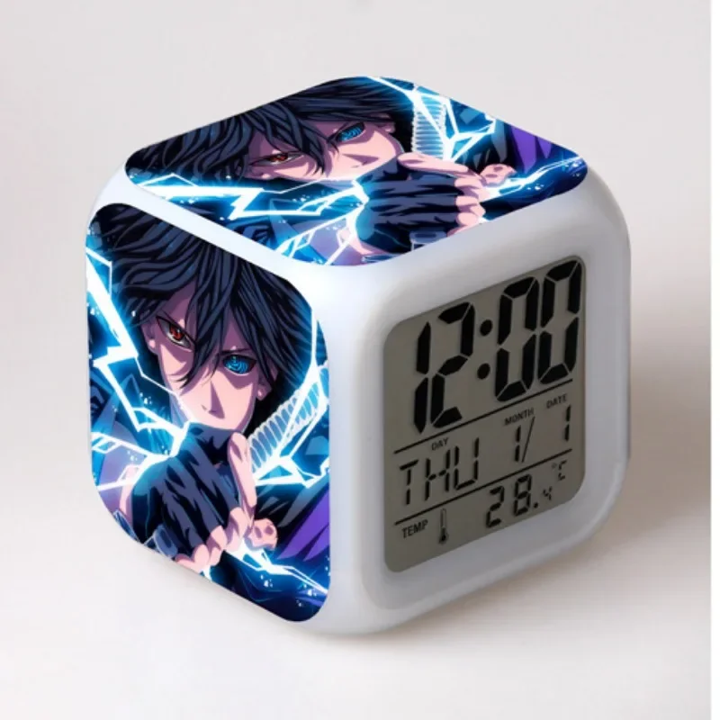 Naruto Night Light LED Alarm Clock Kids Bedroom Decoration Anime Figures Uchiha Sasuke Gaara Hatake Kakashi Digital Alarm Clock