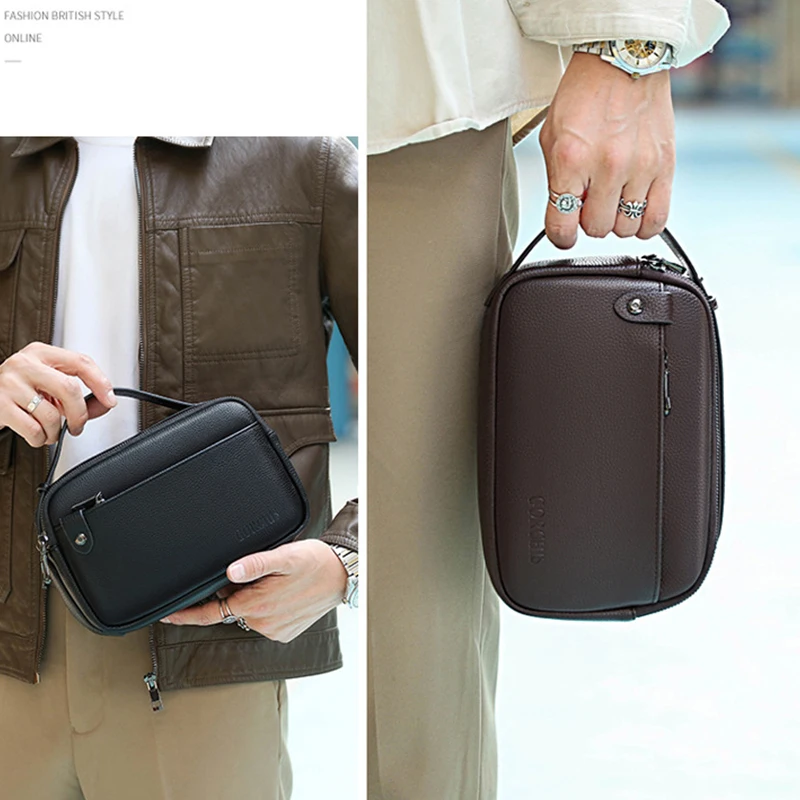 PU Leather Clutch Bag Soft Leather Businessman Handbag Black Brown Big Capacity Hand Caught Fashion-forward Clutch Man Male Bags