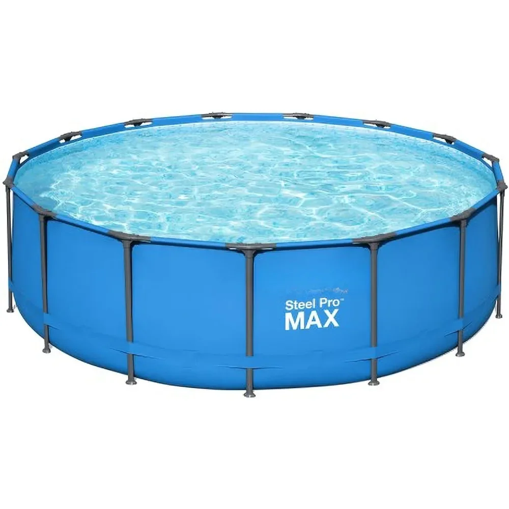 15’ x 48” Round Steel Frame Above Ground Outdoor Swimming Pool Outdoor Metal Frame with Heavy Duty Repair Patch