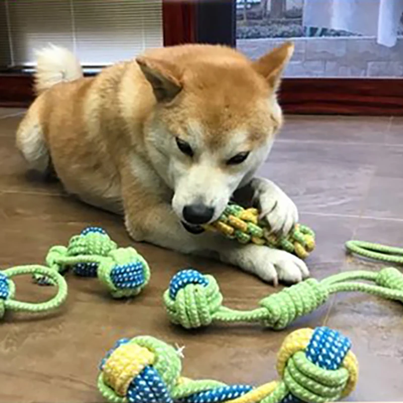 Dog Toy Bite Rope Safety Tasteless Teeth Resistant Grinding Tug Of War Knot Bauble Twine Ball Teddy Large And Small Doggy Toys