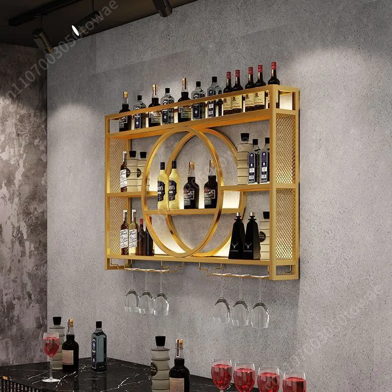 Wall Mounted Wine Rack with Glass Holder Industrial Style Black Metal Wine Bottle Storage Organizer for Home Bar & Kitchen