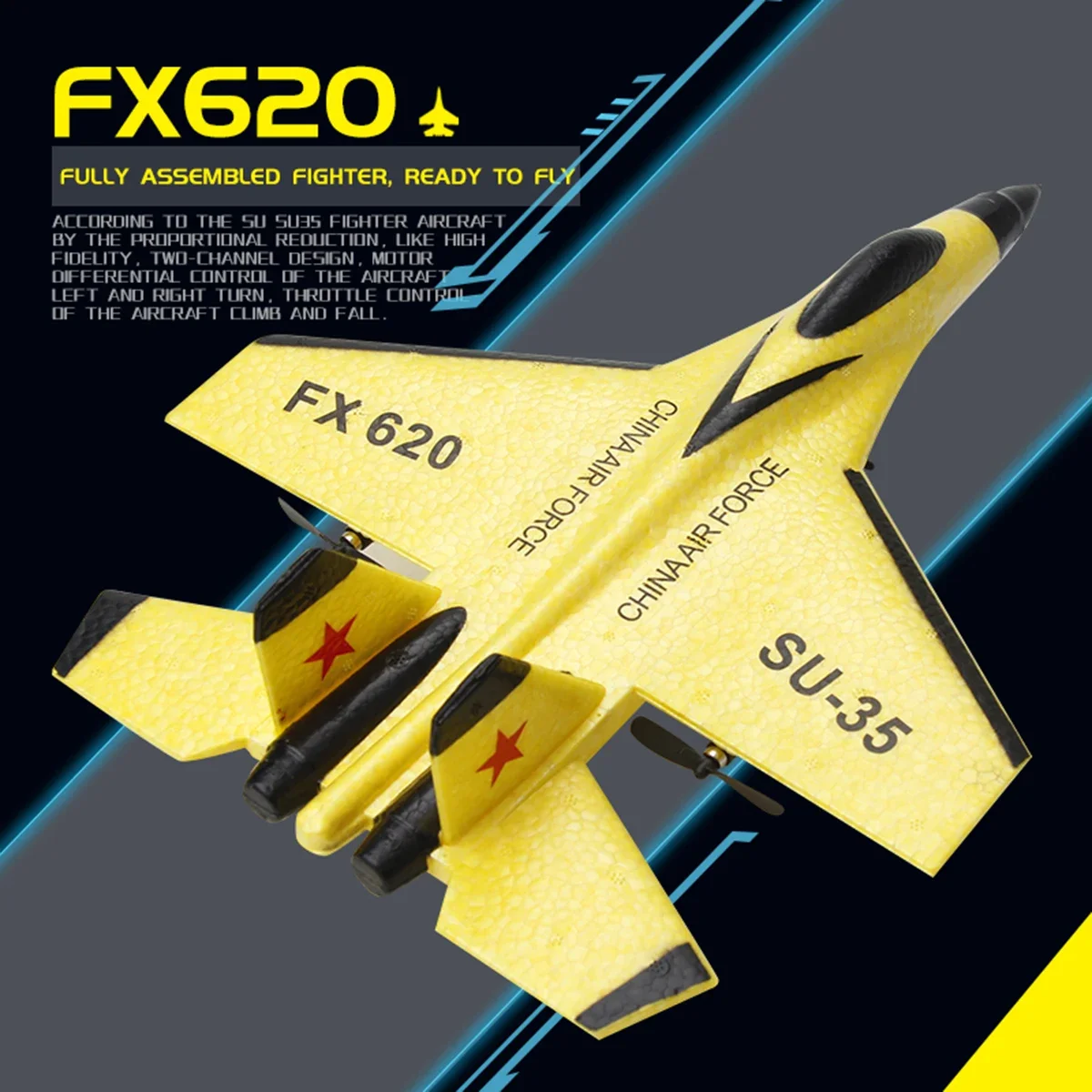 FX620 two channel SU35 remote control aircraft fixed wing Su 35 fighter electric model foam aircraft