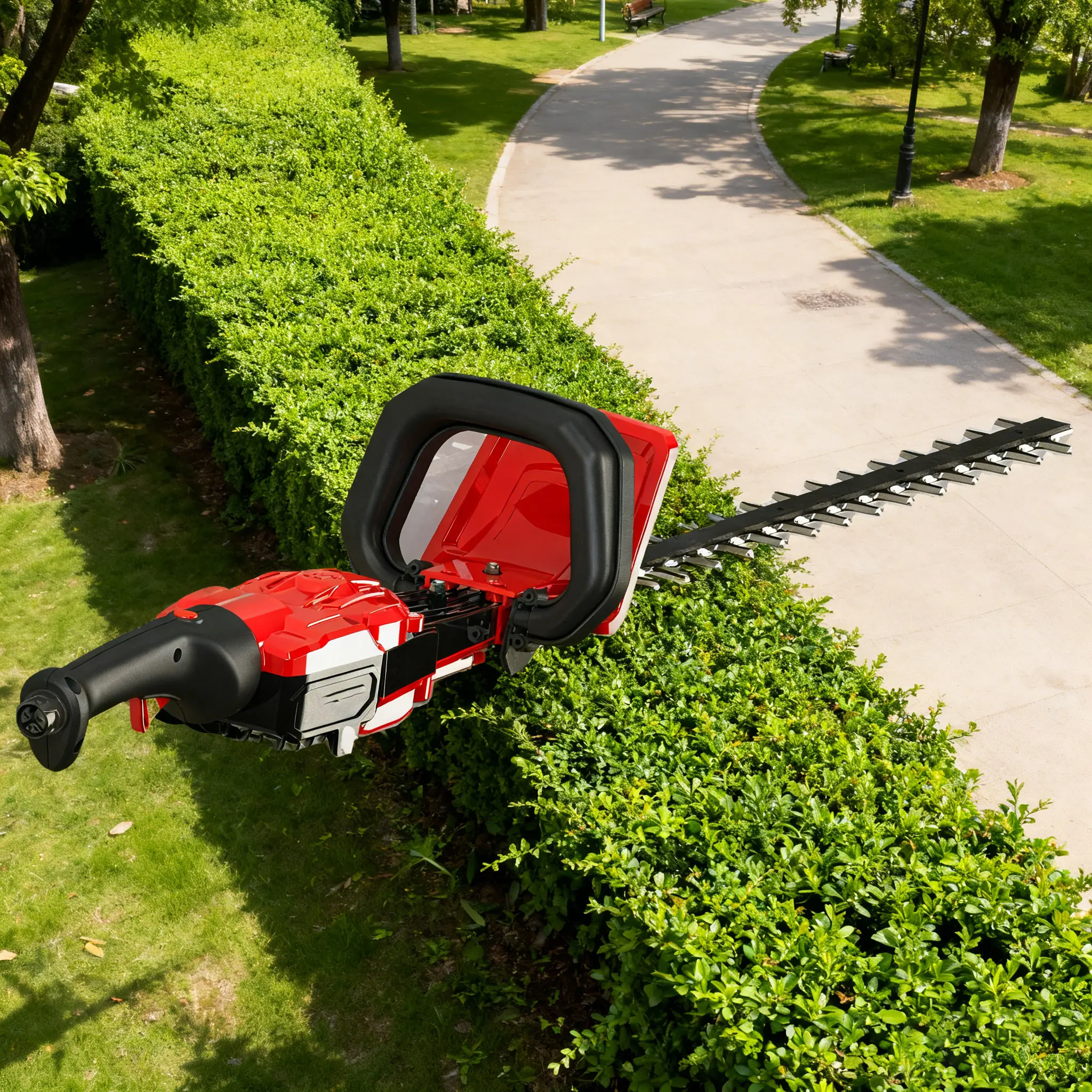 N+PLUS Dual-Action Blades For Smooth Cuts Cordless Hedge Trimmer Machine Flexible Trimming Lithium Hedge Cutter