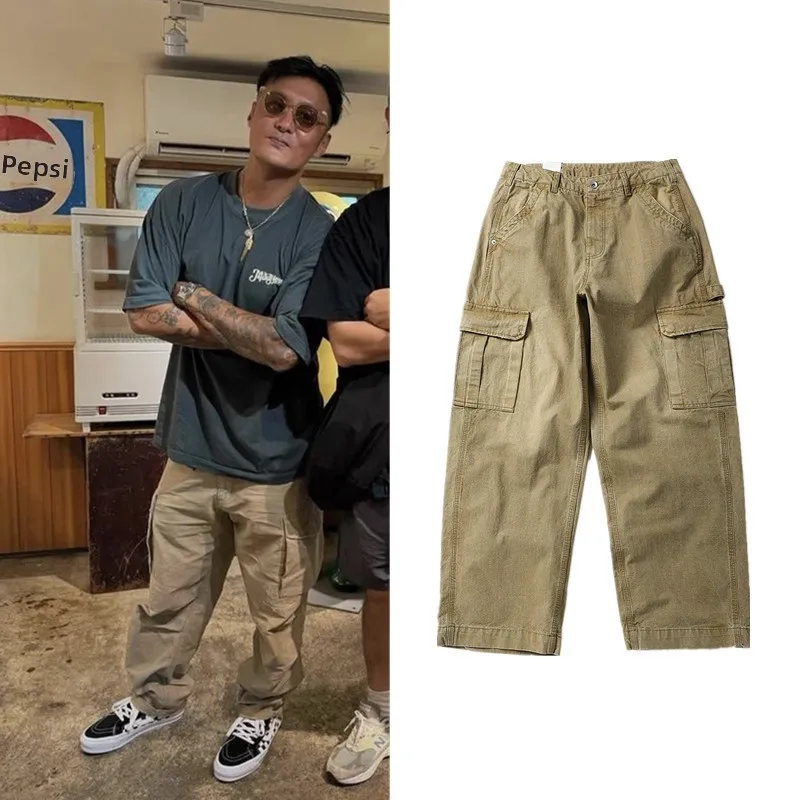 

Повседневные брюки в стиле ретро для мужчин, свободные прямые брюки в рабочем стиле, универсальные удобные хлопковые брюки на весну, осень и зиму