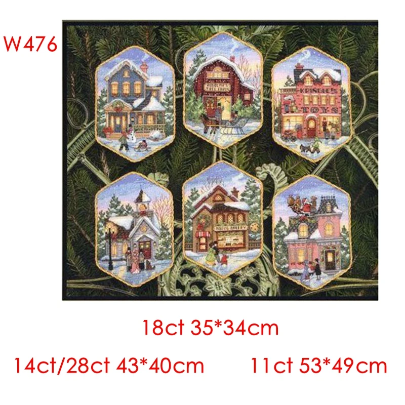 Cross Stitch Kit Christmas Snow House 28ct 18ct 14ct 11ct can be Custom Printed Fabric hand Embroidery Material Kit