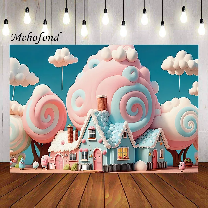 

Mehofond Photography Background Candy Bar Sweet Candyland Lollipop Girl Birthday Party Cake Smash Decor Photo Backdrop Studio