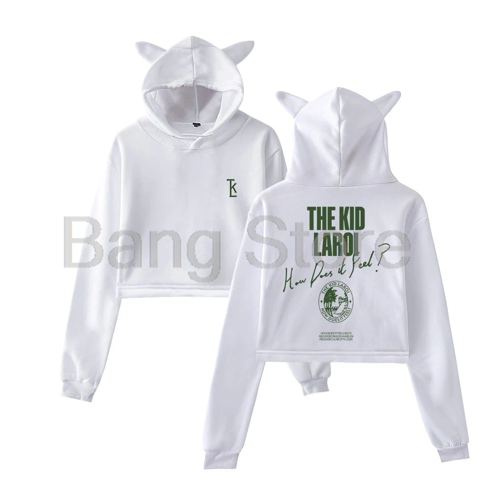 

The Kid LAROI How Does It Feel Толстовка с кошачьими ушками Женские толстовки с длинными рукавами Женские повседневные уличные укороченные топы