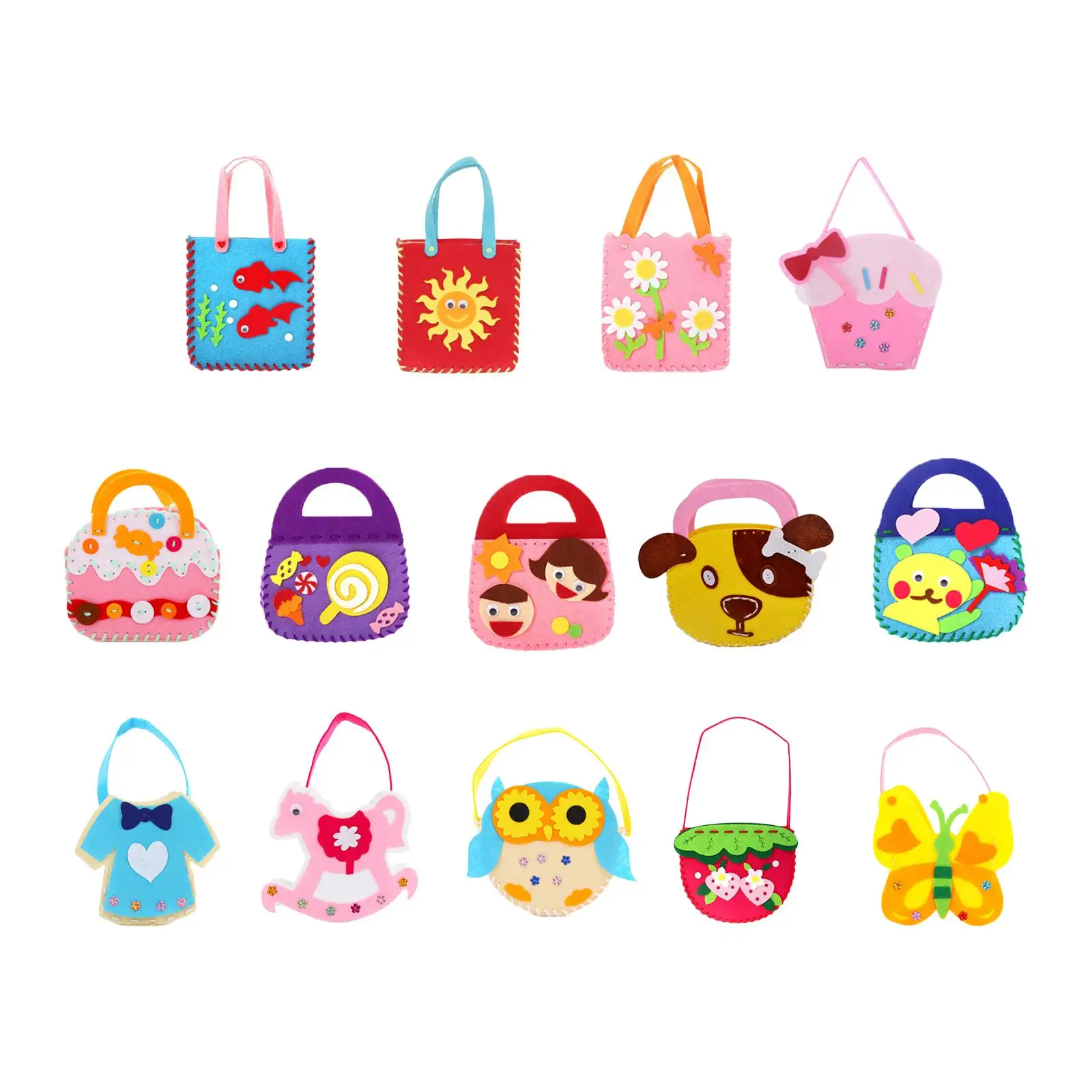 14Pcs Handbags Kids Sewing Kit Motor Skills Toddlers Arts and Crafts for Halloween Christmas Holidays Birthday Party Favors