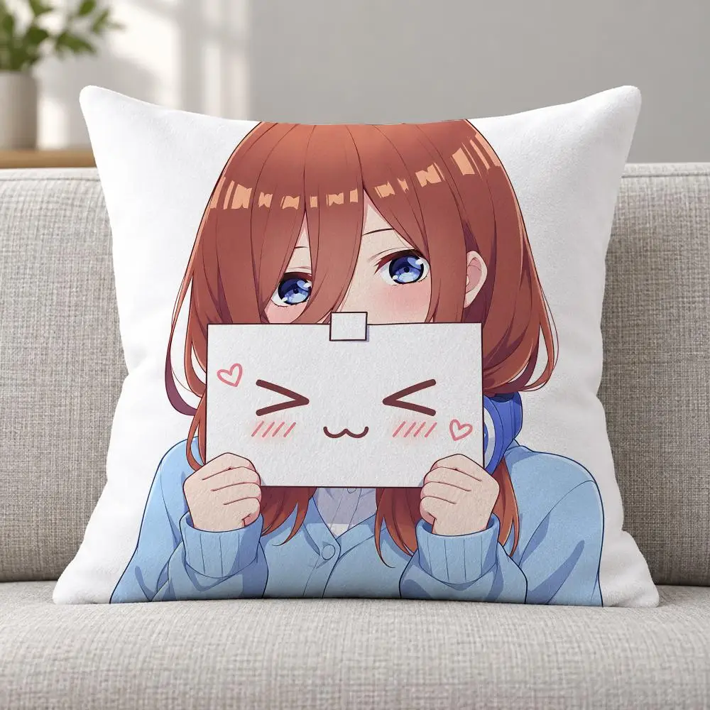 Anime Quintuplets M-Miku Nakano Cushion Cover Soft Plush Decorative Sofa Bedroom Living Room Car Dorm Home Decor Gift