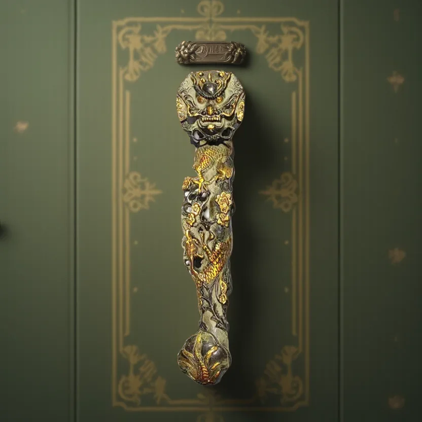 One Piece Large Vintage Door Knock Brass Heavy Furniture Handle Bronze Dragon Shape Handles for Entry Door Improvement Hardware