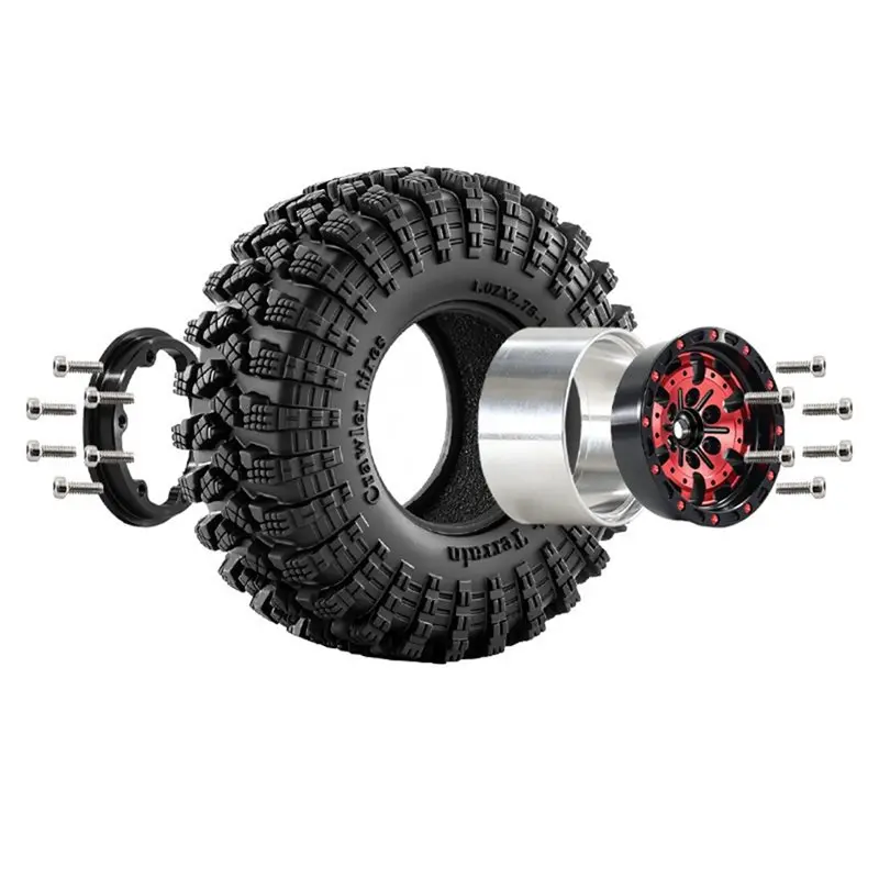 FBIL-Tire Replacement Parts 1.3 Inch Beadlock Rubber Wheels For 1/18 Traxas TRX4M Ascent-18 1/24 Axial SCX24 Green