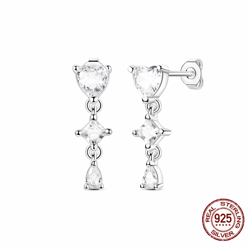 

Hot Selling 925 Sterling Silver Hoop Sparkling Zircon Mini Tassel Earrings for Women Pretty Wedding Holiday Jewelry Gifts