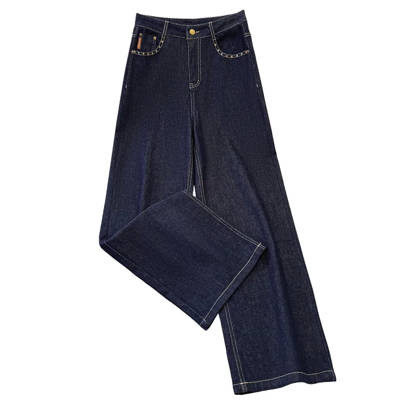 Schmale Jeans mit weitem Bein für Damen, neue Frühlings- und Herbst-Jeans mit hoher Taille, zierliche, lässige, beliebte, gerade Denim-Hose