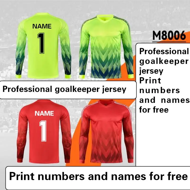 Long sleeve football goalkeeper jersey free print number and name 8006 Casual sports Spanish Champions League training clothes