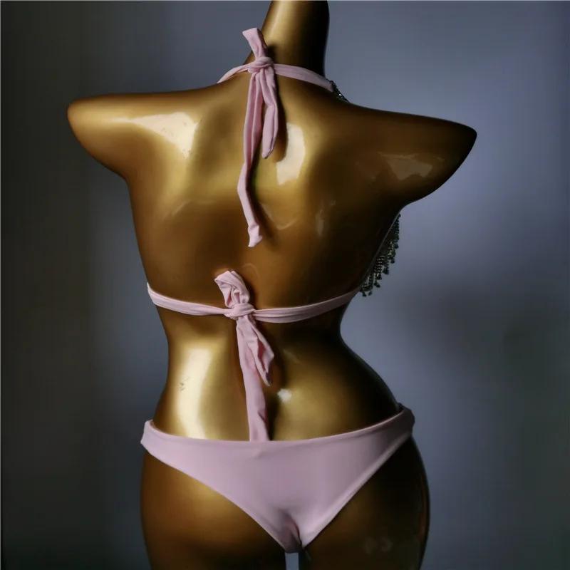 ชุดบิกินี่ประดับคริสตัลและพู่ห้อยสุดเซ็กซี่ สำหรับงานปาร์ตี้ คลับ โชว์ แดนซ์โพล ดีเจ  ชุดเรฟ  ชุดบราและกางเกงขาสั้นประดับคริสตัล