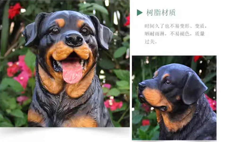 Garden decoration guard dog decoration pieces Floor to floor resin guard large Rottweiler model garden simulation dog sculpture