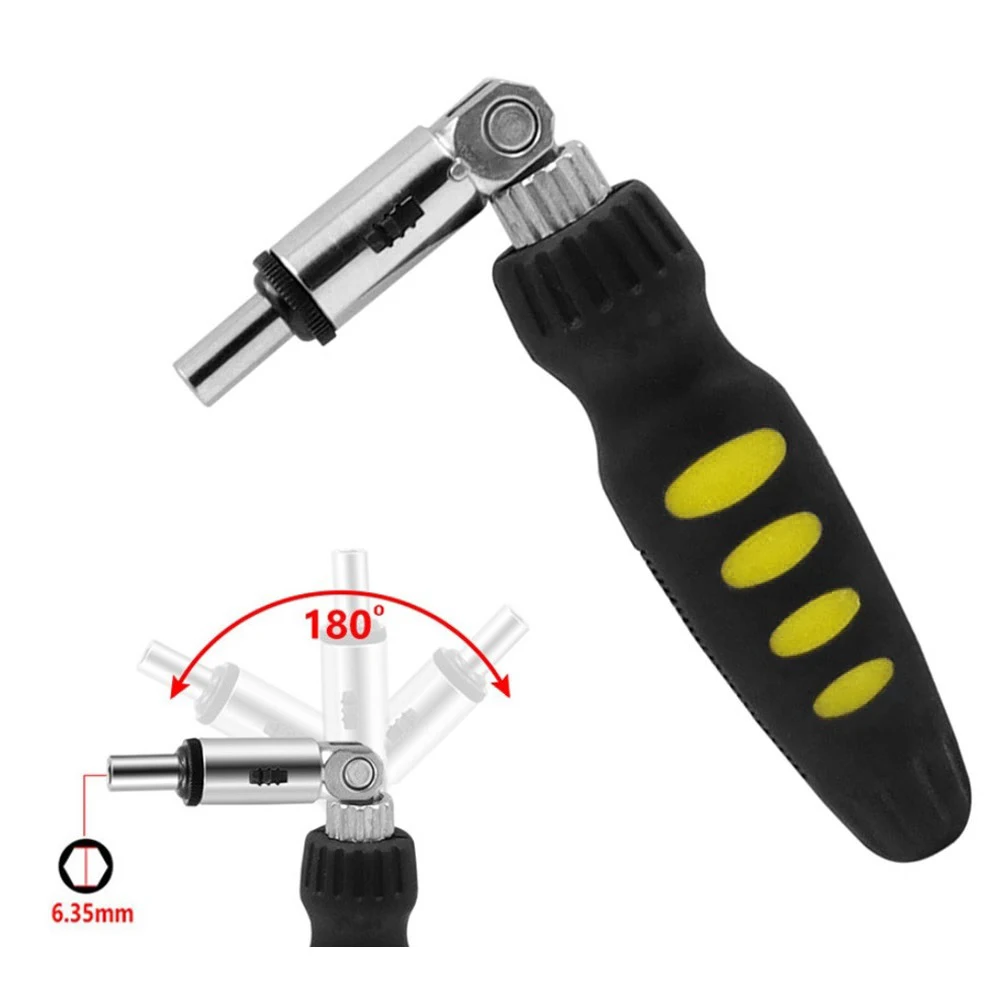 

Rachet Scewdriver 1/4 Hex Ratchet Bit Handle Screwdriver Driver 180 Degree T-Type Interface Lock Ratchet Screwdriver Bit Holder