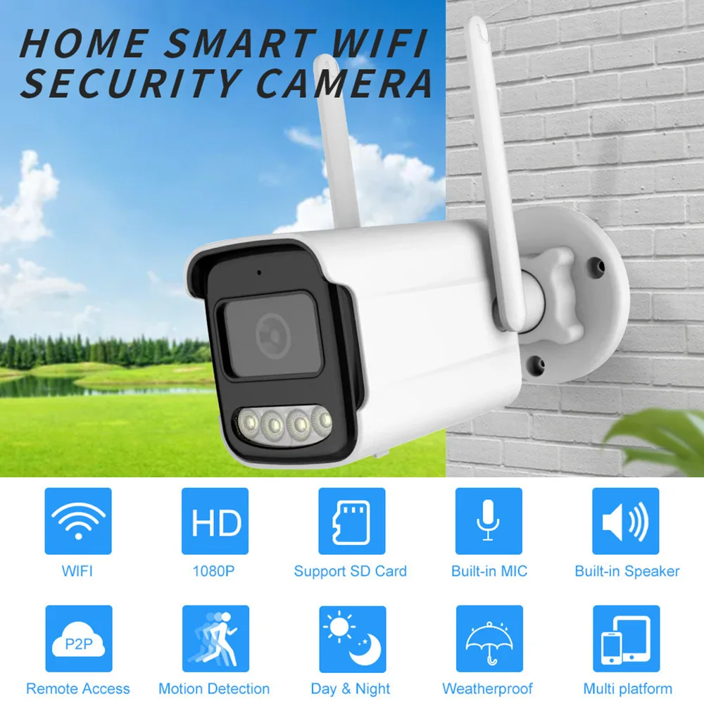 2MP 1080P V380Pro Outdoor Water-proof IP Bullet Camera IR Night Vision Motion Detection Home Security Alarm Baby Monitor