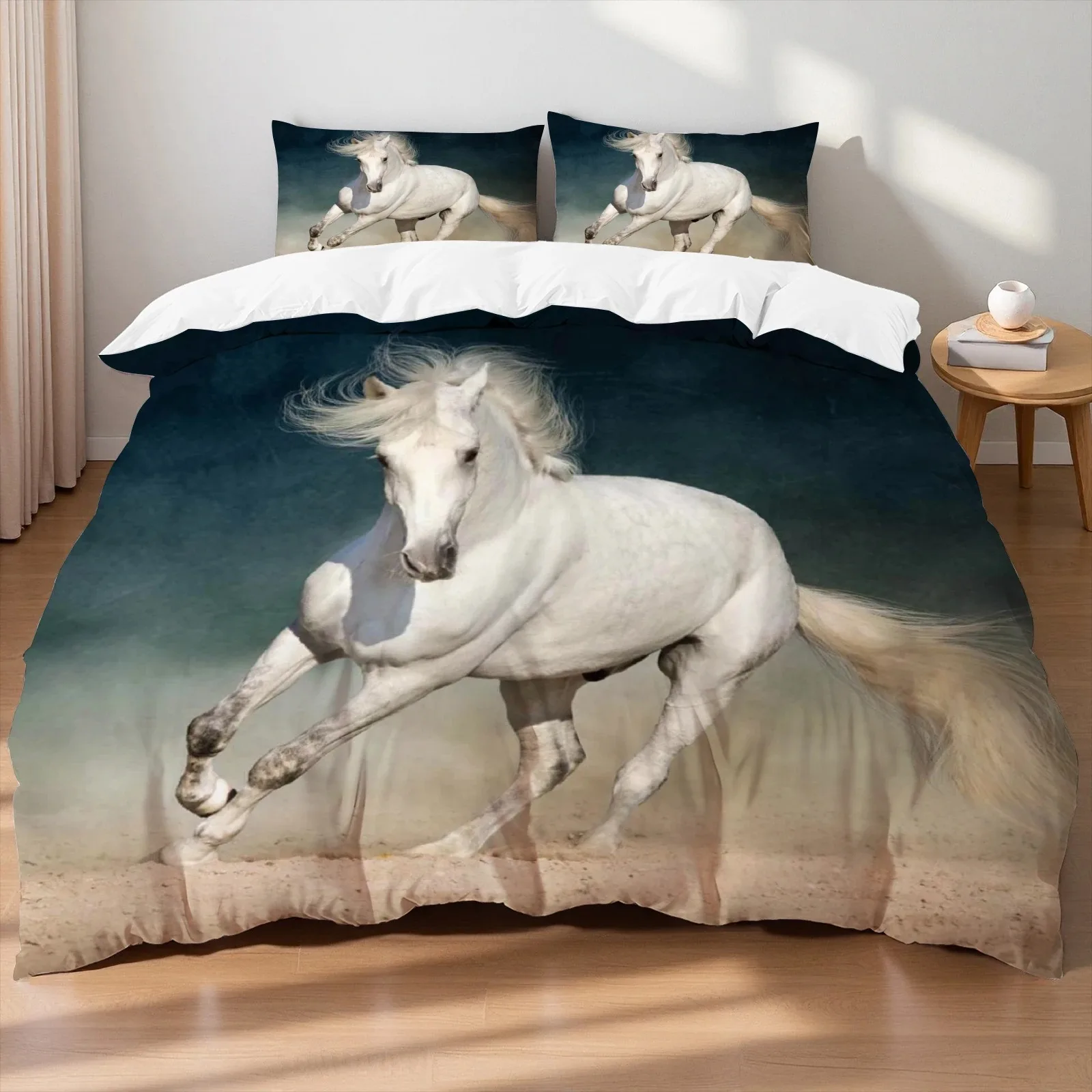 Horses Printed bedding Set Twin Full Queen King Duvet cover Comforter cover set Soft Quilt Pillowcase Animals Bed Linen for gift