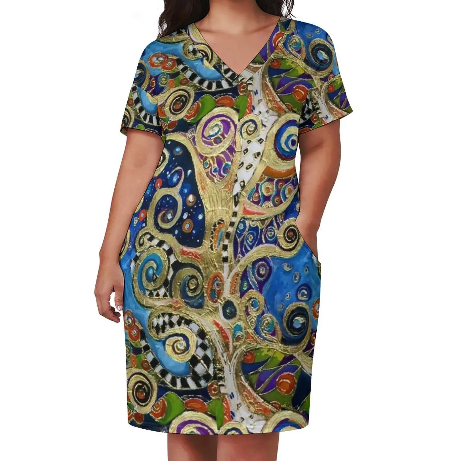 The Changing Seasons of Klimt Loose Pocket Dress beach dress party dresses woman