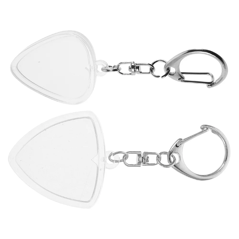 

2pcs Transparent Case Keychain Compact Plectrum Organizer Travel Daily Use Mini Shaped Pick Portable Pick Display Holder