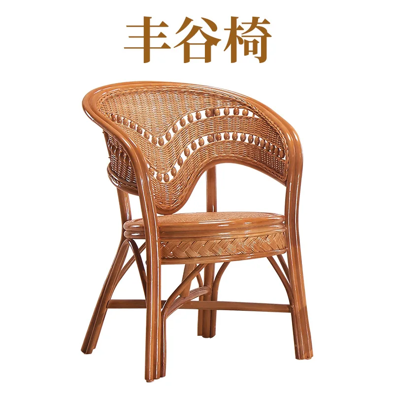 كرسي الروطان مسند ظهر واحد كرسي من الخيزران لغرفة المعيشة من الخيزران المنسوج طاولة قهوة من الخيزران الطبيعي مشاهير الإنترنت #6