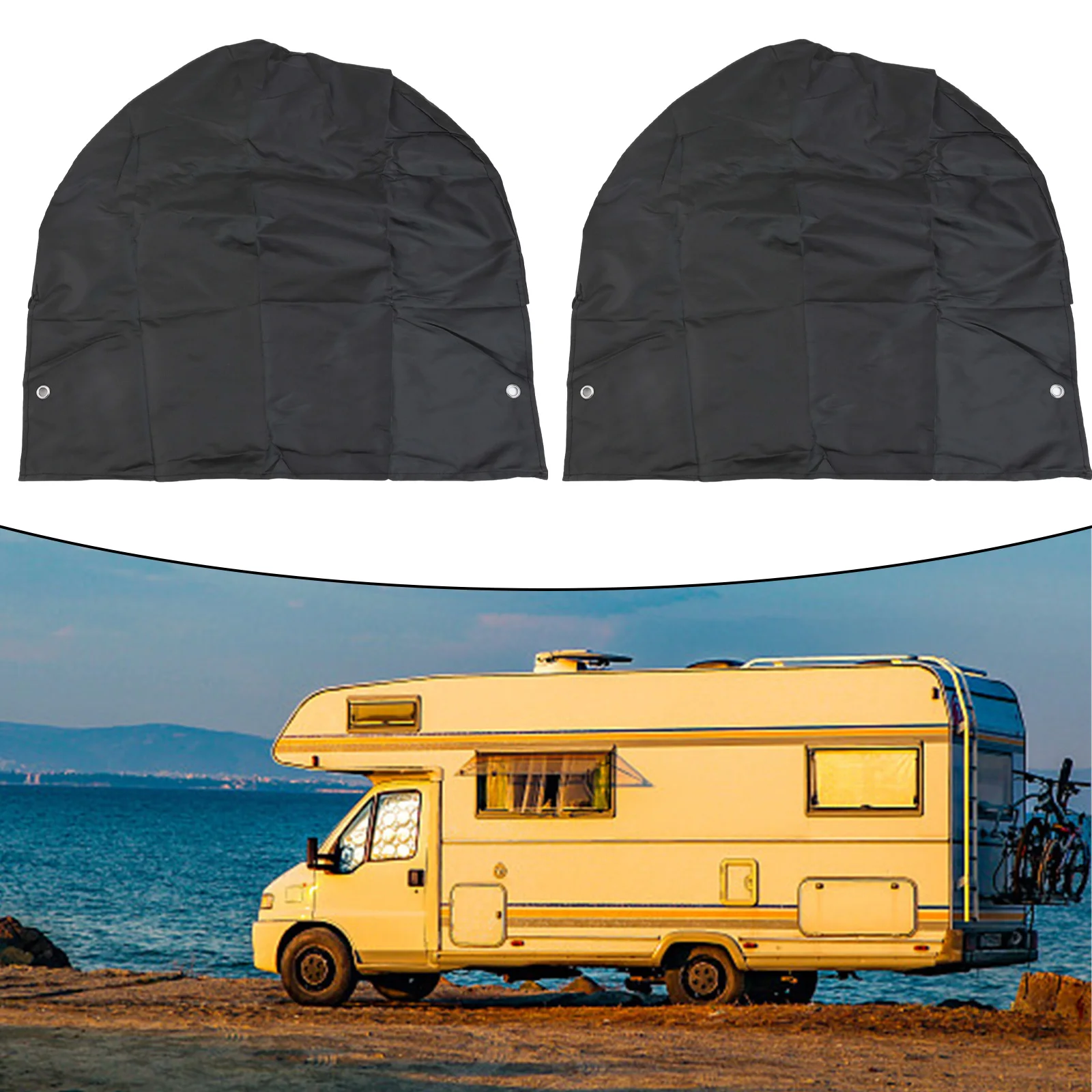 2 Pack RV Wheel Covers 28.5 Inch Waterproof Oxford Tire Protectors For Caravan Trailer Camper SUV Truck UV Resistant Storage Bag
