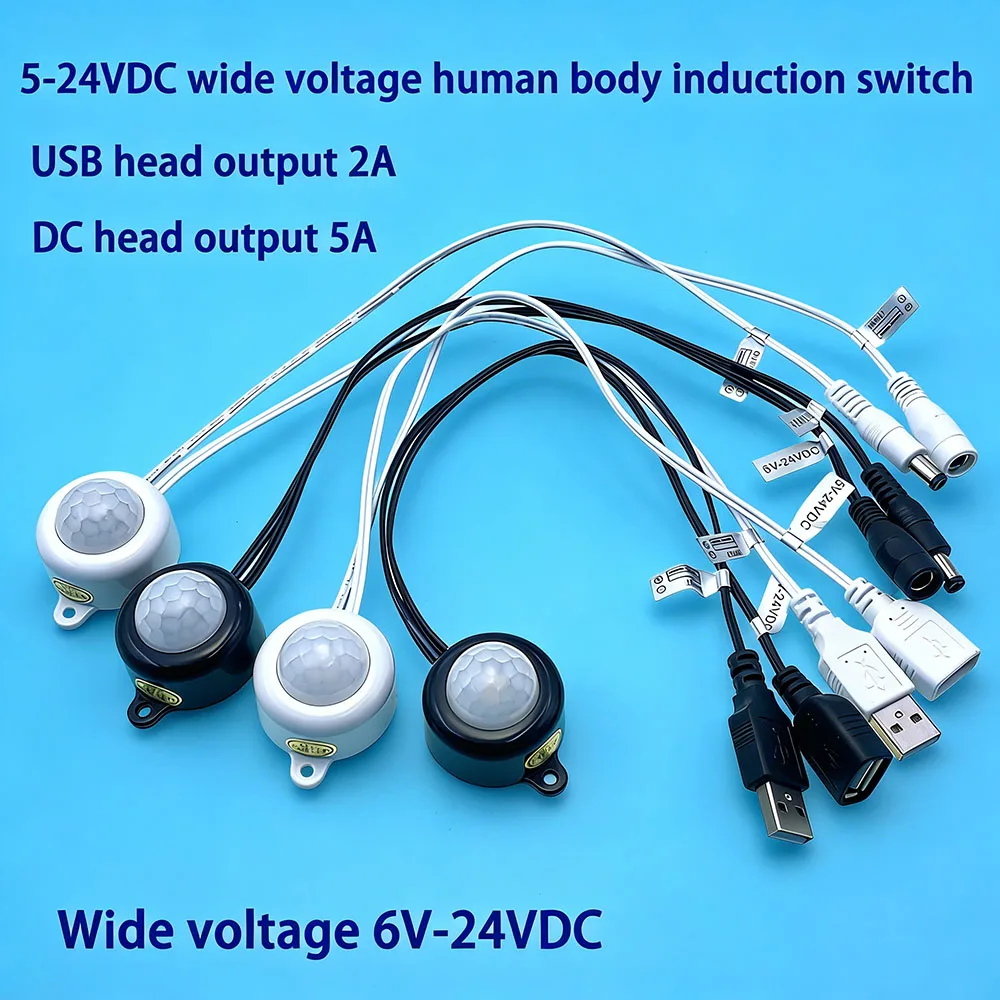 

2pcs DC5V12V24V USB Body Infrared PIR Motion Sensor Switch Human Motion Sensor Detector DC Switch For LED Light