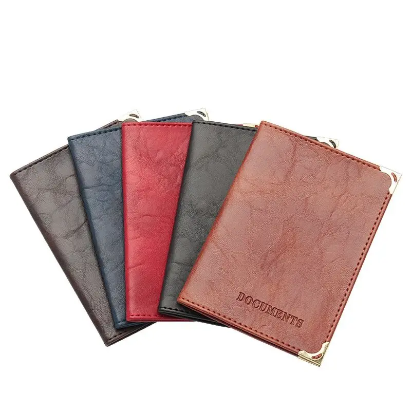 Étui à cartes en cuir PU pour hommes et femmes, sac à documents, planificateur de conducteur, couverture de voyage, porte-cartes d'identité et de crédit, portefeuille pour billets, évaluation