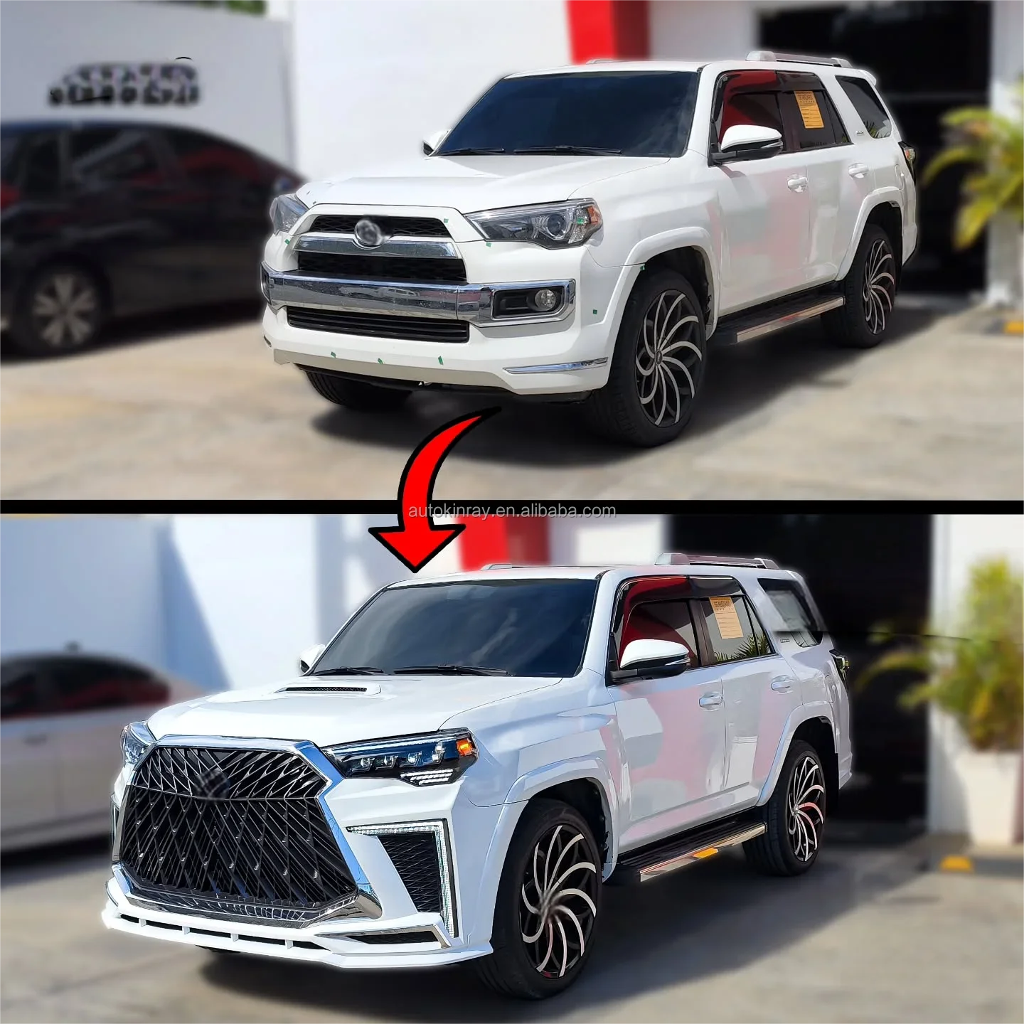 

Factory Hot Selling Bodykit for 4 Runner 2010-2021 Upgrade to Grille Assemble Bumper Grille 4 Eyes Headlights Hood Spoiler