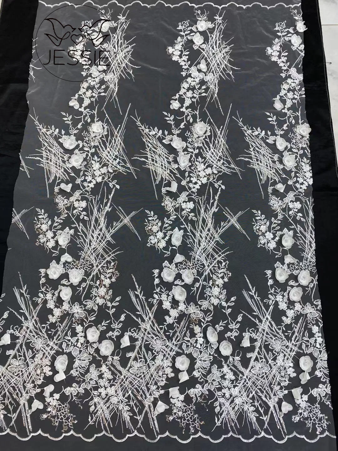 

2024 High-Grade Sequins Beaded Embroidery Wedding Evening Dresses Lace Fabric Private Custom Bridal Wear Fashion Dresses 5yards