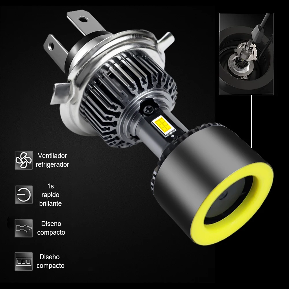 Motorcycle Headlight MD003 12V LED LED Angel Eyes Bulb Replaceable Halo Ring Headlight Lamp 4500LM Autobike Fog Lamp
