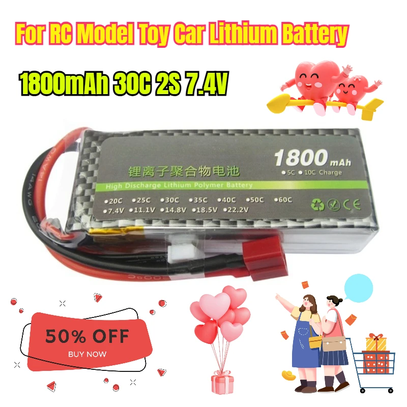 

1800mAh 30C 2S 7.4V for RC Model Toy Car Lithium Battery