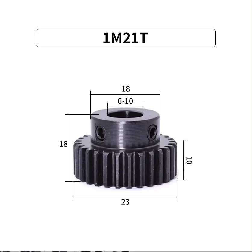 Engranaje de Motor con paso 1Mod, piñones de 21 dientes, Agujero 1M21T, 6-8-10