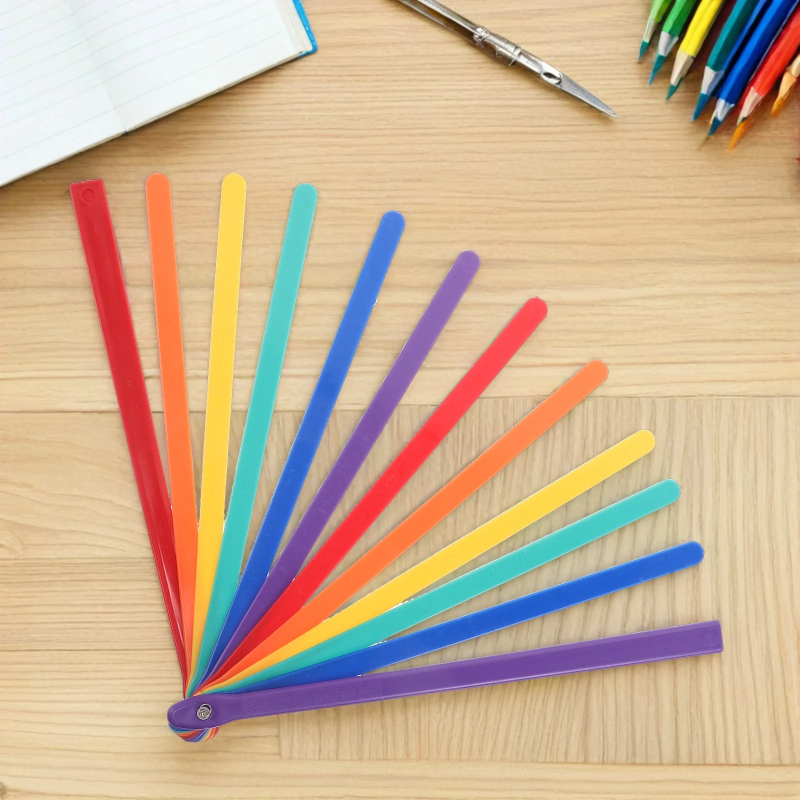 

5 Pcs Rainbow Color Folding Fan Stand DIY Hand Fans Frame Making Tools Bone Craft Plastic