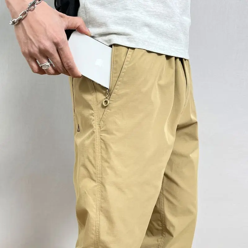 Pantalon cargo fin d'été pour hommes, pantalon fuselé décontracté avec poches zippées, pantalon stre