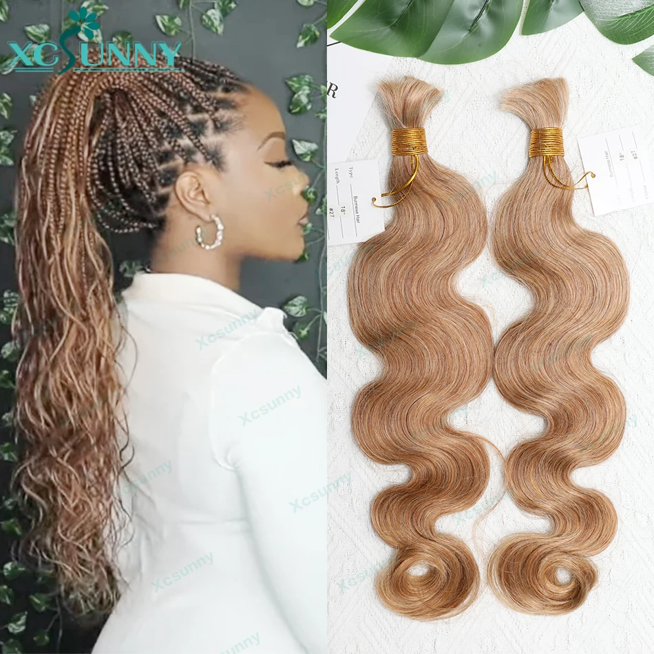 Body Wave Braiding Human Hair 27 Double Drawn Bulk Human Hair For Braiding Blonde Bundles Boho Braids Human Hair Color 30