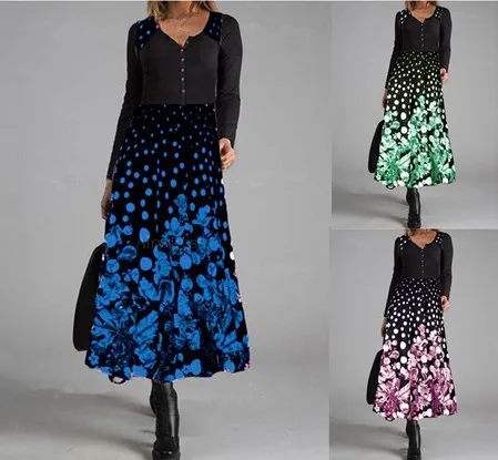 

Spot 2022 new Europe and the United States women's leisure stitching broken beautiful pencil in the spring and autumn dress