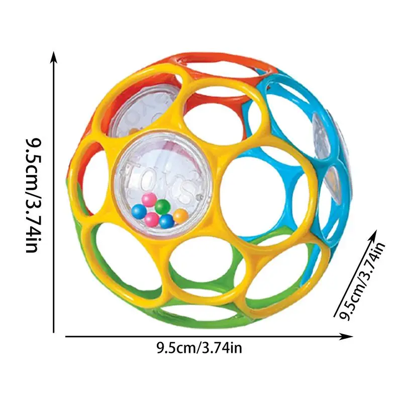 Toddler's Rattles Ball Hole Design Educational Grasping Ball Soft Rubber Rattle With Bell Sensory Toy For The Visual Sensitive