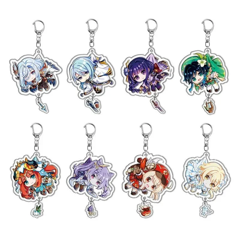 Hot Game Genshin Impact Keychains Wanderer Xiao Kaedehara Kazuha Hu Tao Key Chain Cute Anime Figure Acrylic Pendant Gift