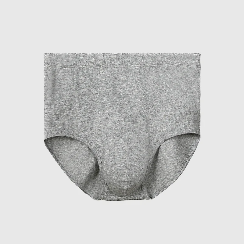 Men's High-Waist Cotton Underwear, Slim-Fitting Waist-Protecting, Plus-Size Warm Triangle Sports Briefs