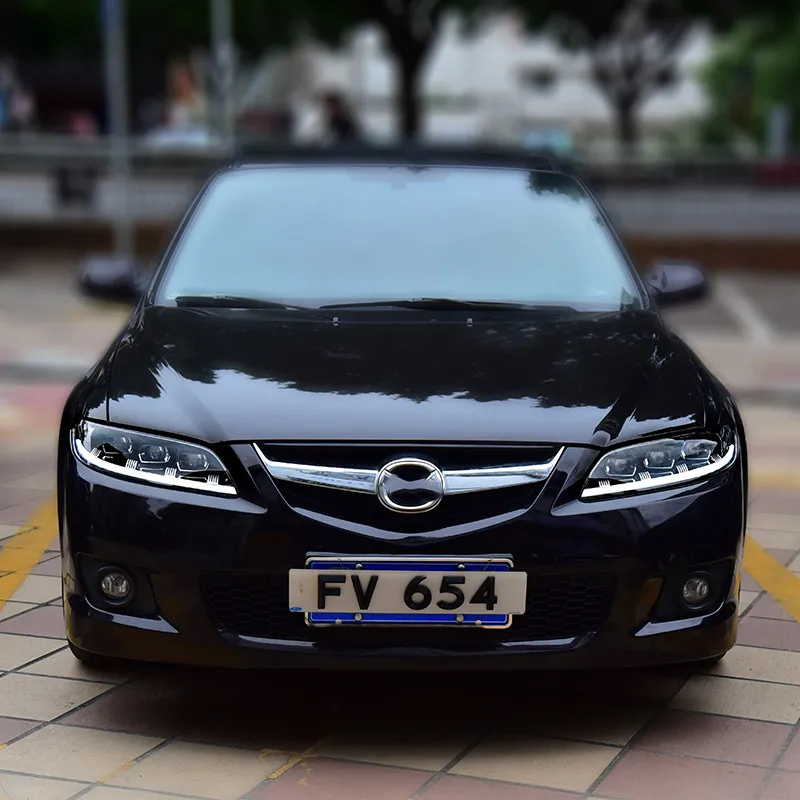 For Mazda 6 LED Daytime Running Light Headlight Assembly 03-15 Model Dual-Lens Modified 6000K Color Temperature H6 Shape 12V